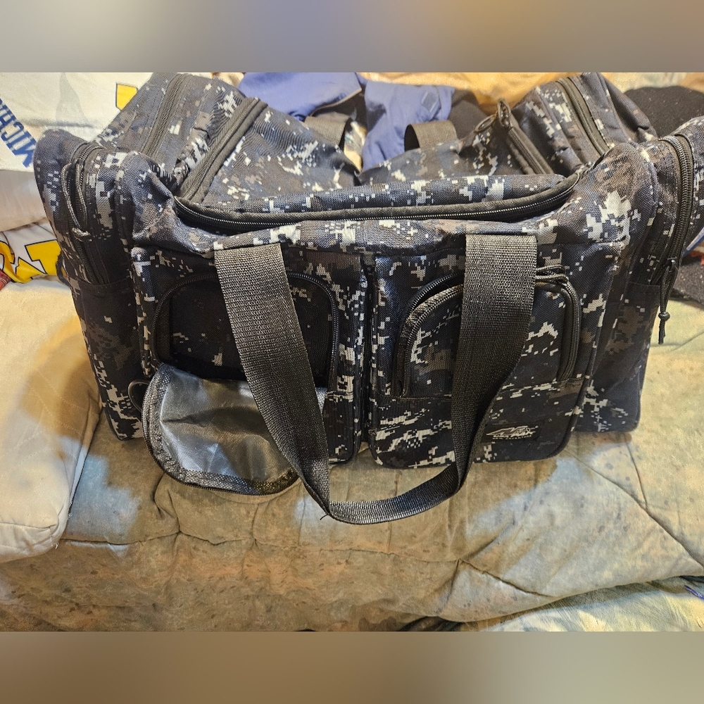 Blue Digitial Camoflauge Square Duffel Bag